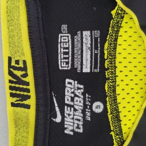Nike Dri-fit small black and yellow fitted pro combat short sleeve shirt - Picture 5 of 6
